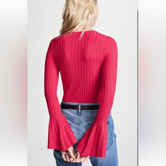Bailey 44 Cossak Ribbed Bell Sleeve Sweater Hot Pink Size Medium - Picture 3 of 12